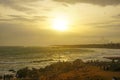 Beautiful orange sunset and sky with clouds over the Indian Ocean Royalty Free Stock Photo