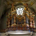 Organ of Parish Church or St Michael`s church in Brixen - Bressanone -interior of altar.. Alto Adige, South Tyrol, Italy