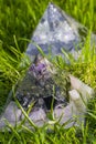 Beautiful Orgone Generator Pyramids in grass Royalty Free Stock Photo