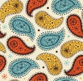 Beautiful oriental seamless pattern. Folk light background with many cute details