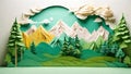 Beautiful origami landscape on a clean background