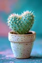A beautiful and original heart-shaped cactus in a ceramic pot, which will be a wonderful and long-lasting Valentine