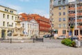 Beautiful Orla Bialego Fountain on Orla Bialego square in old town section of Stettin