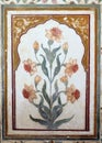 Beautiful ornament on wall of palace in Amber Fort in Jaipur Royalty Free Stock Photo