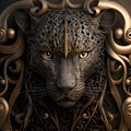 Ornate dark fantasy cover of black panther