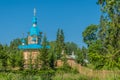 Beautiful Orthodox Church on a clear sunny day on Valaam Island. Gethsemane Skete. Church in the name of the Assumption of the Royalty Free Stock Photo