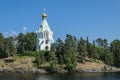 Beautiful Orthodox Church on a clear sunny day on Valaam Island. St. Nicholas Skete. Church of St. Nicholas Royalty Free Stock Photo