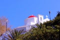 Beautiful orthodox church with red dome in Kyra Panagia Beach Royalty Free Stock Photo