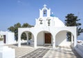 Beautiful orthodox church on Santorini in Greece. Traditional small white church on Santorini