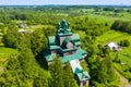 Beautiful Orthodox wooden church of the Assumption of the Blessed Virgin Mary in the city of Cherepovets in the Vologda region