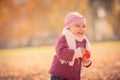 Beautiful outdoor autumn portrait of adorable toddler girl Royalty Free Stock Photo