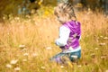 Beautiful outdoor autumn portrait of adorable toddler girl Royalty Free Stock Photo