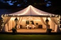 a beautiful outdoor marquee festooned with fairy lights Royalty Free Stock Photo
