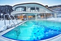 Beautiful outside pool at hotel in Tyrol, Austria Royalty Free Stock Photo