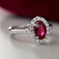 beautiful oval ruby ring set in 18k white gold generative AI Royalty Free Stock Photo