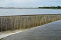 Beautiful overflow water in reservoir Royalty Free Stock Photo