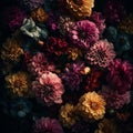 Beautiful overhead view of a bouquet of multicolored flowers