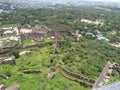 Beautiful overview of Golconda fort with beautiful greenery and background of the city