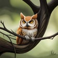 Beautiful owl illustration - ai generated image Royalty Free Stock Photo