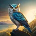 Beautiful owl illustration - ai generated image Royalty Free Stock Photo