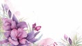 Iris Watercolour Fern Page Frame On White Background