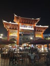 Beautiful pagoda building at night