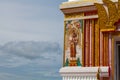 Beautiful pagoda of Thepnimit temple on high peak of Patong