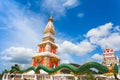 Beautiful pagoda of Thepnimit temple on high peak of Patong