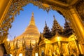 Beautiful pagoda in the world. The famous pagoda in myanmar. Night at Shwedagon Pagoda (Shwedagon Pagoda) in Myanmar.
