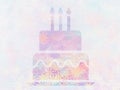 Beautiful painted birthday cake and candles shape Surface design abstract wallpaper.