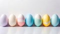 Beautiful painted easter eggs on white with copy space