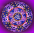 Beautiful painted mandala on violet background