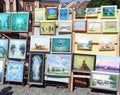 Beautiful painted pictures on street sale, Lithuania
