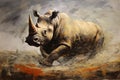 Beautiful painting of angry rhinoceros. Wildlife Animals. Illustration, Generative AI