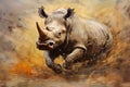 Beautiful painting of angry rhinoceros. Wildlife Animals. Illustration, Generative AI