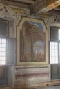 A beautiful painting on the walls in an old antique villa