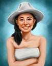 Beautiful painting of a young woman face, digital painting