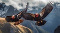 Beautiful pair of Andean condor birds