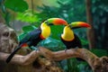 Beautiful pair of Keel-billed toucan