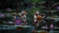 Beautiful pair of Mandarin duck