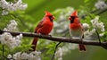 Beautiful pair of Northern cardinal