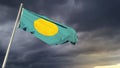 Cute Palau flag on heavy dark clouds background - abstract 3D illustration