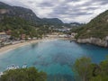 Beautiful Paleokastritsa bay with sand beach on Corfu, Kerkyra, Greece