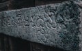 Beautiful Pallava architecture and ancient telugu letters carved at The Kanchipuram Kailasanathar temple