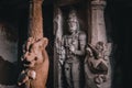 Beautiful Pallava architecture & exclusive sculptures at The Kanchipuram Kailasanathar temple, Oldest temple in Kanchipuram Royalty Free Stock Photo