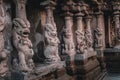 Beautiful Pallava architecture & exclusive sculptures at The Kanchipuram Kailasanathar temple, Oldest temple in Kanchipuram Royalty Free Stock Photo