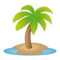 Beautiful palm on island. Vector illustration. Paradise.