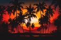 Beautiful palm trees tropical sunset