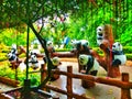 Beautiful panda statue landscape photo