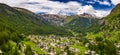 Beautiful panorama aerial view of Zermatt Valley and Matterhorn Peak Royalty Free Stock Photo